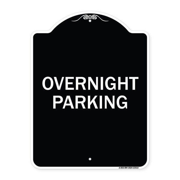 Overnight Parking Heavy-Gauge Aluminum Architectural Sign, 24" x 18", BW-1824-23514